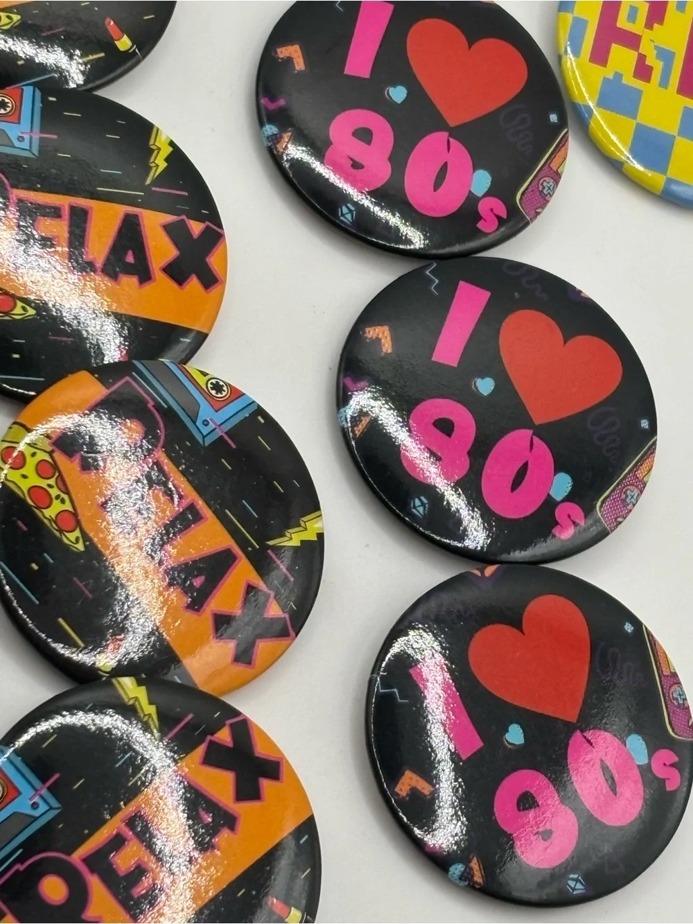 1980’s Party Buttons Lot of 24